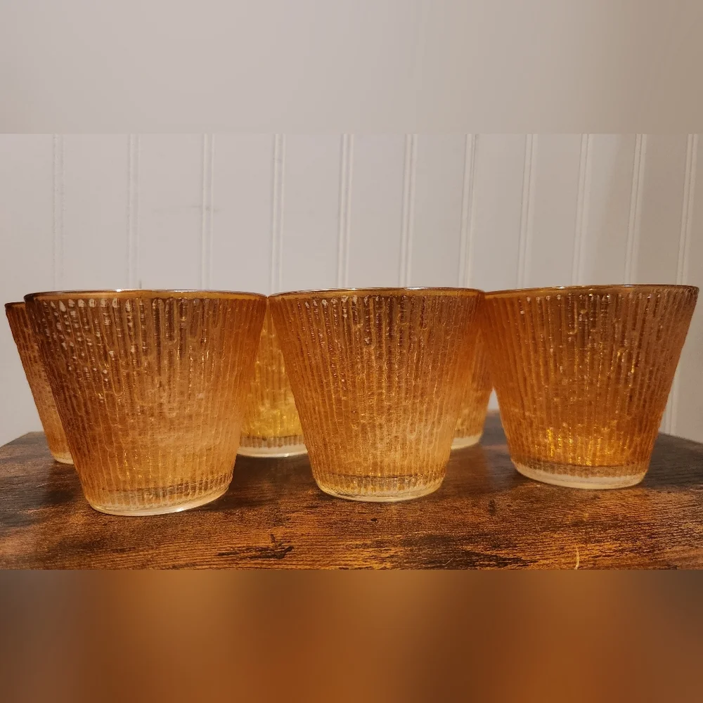 Vintage Jeannette Glass Finlandia Marigold Carnival Glass Highball Set Of 6 - Picture 1 of 8